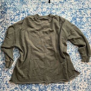 Commissions Aerie Olive Green Oversized Distressed Sweater